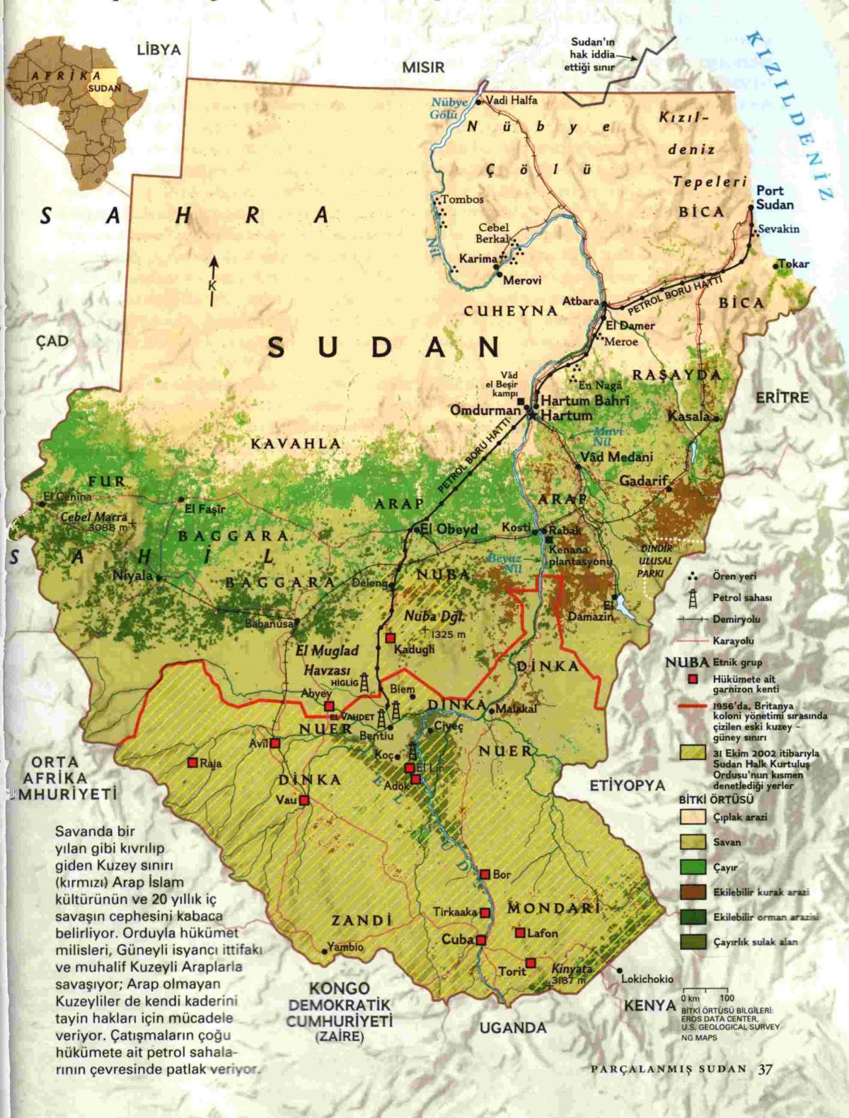 地图上，苏丹的地理